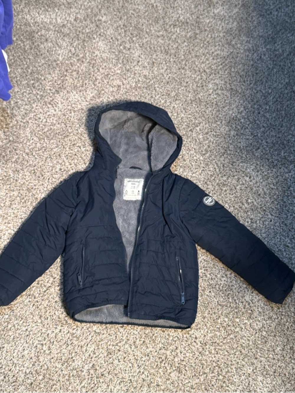 Abercrombie & Fitch Kids Dark Navy Hooded Puffer Jacket